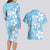 Fiji Tapa Pattern Couples Matching Long Sleeve Bodycon Dress and Hawaiian Shirt Plumeria Floral