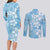 Fiji Tapa Pattern Couples Matching Long Sleeve Bodycon Dress and Long Sleeve Button Shirt Plumeria Floral