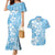 Fiji Tapa Pattern Couples Matching Mermaid Dress and Hawaiian Shirt Plumeria Floral