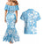 Fiji Tapa Pattern Couples Matching Mermaid Dress and Hawaiian Shirt Plumeria Floral