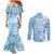 Fiji Tapa Pattern Couples Matching Mermaid Dress and Long Sleeve Button Shirt Plumeria Floral