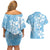 Fiji Tapa Pattern Couples Matching Off Shoulder Short Dress and Hawaiian Shirt Plumeria Floral