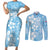 Fiji Tapa Pattern Couples Matching Short Sleeve Bodycon Dress and Long Sleeve Button Shirt Plumeria Floral