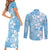 Fiji Tapa Pattern Couples Matching Short Sleeve Bodycon Dress and Long Sleeve Button Shirt Plumeria Floral