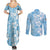 Fiji Tapa Pattern Couples Matching Summer Maxi Dress and Long Sleeve Button Shirt Plumeria Floral