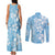 Fiji Tapa Pattern Couples Matching Tank Maxi Dress and Long Sleeve Button Shirt Plumeria Floral