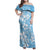 Fiji Tapa Pattern Family Matching Off Shoulder Maxi Dress and Hawaiian Shirt Plumeria Floral