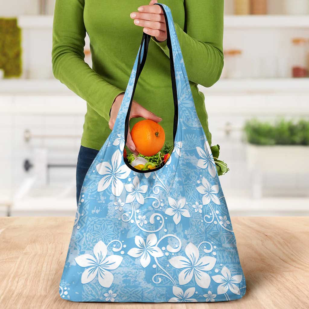 Fiji Tapa Pattern Grocery Bag Plumeria Floral LT01 - Polynesian Pride