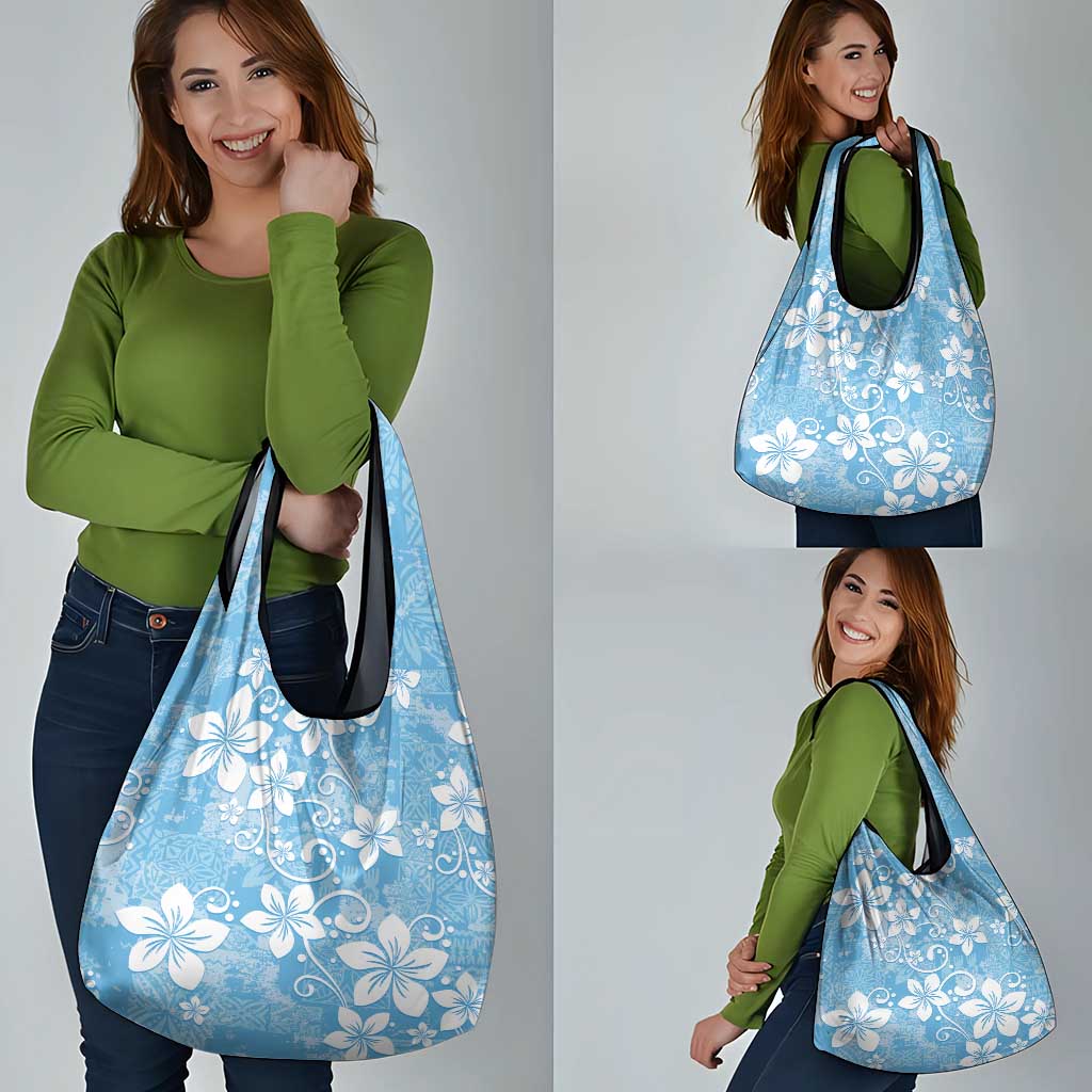 Fiji Tapa Pattern Grocery Bag Plumeria Floral LT01 - Polynesian Pride