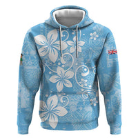 Fiji Tapa Pattern Hoodie Plumeria Floral LT01 Pullover Hoodie Blue - Polynesian Pride
