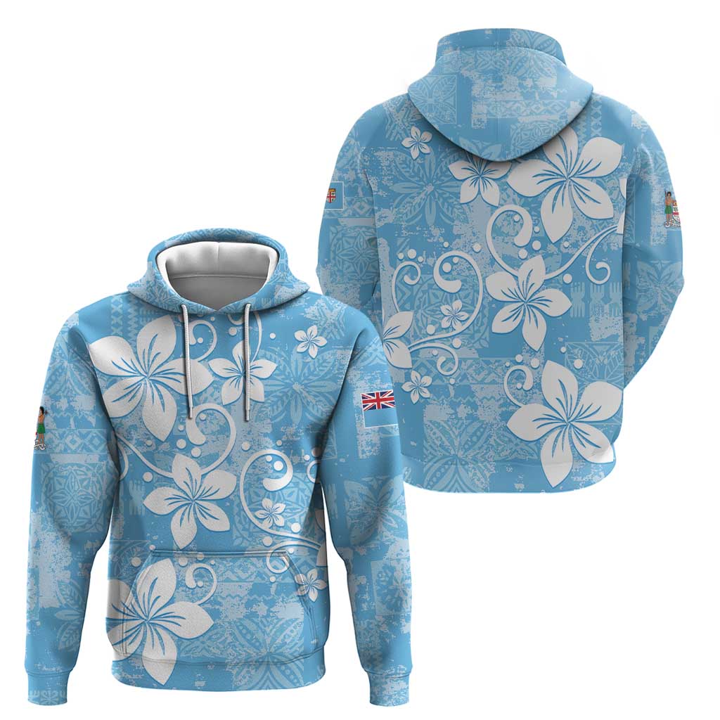 Fiji Tapa Pattern Hoodie Plumeria Floral LT01 - Polynesian Pride