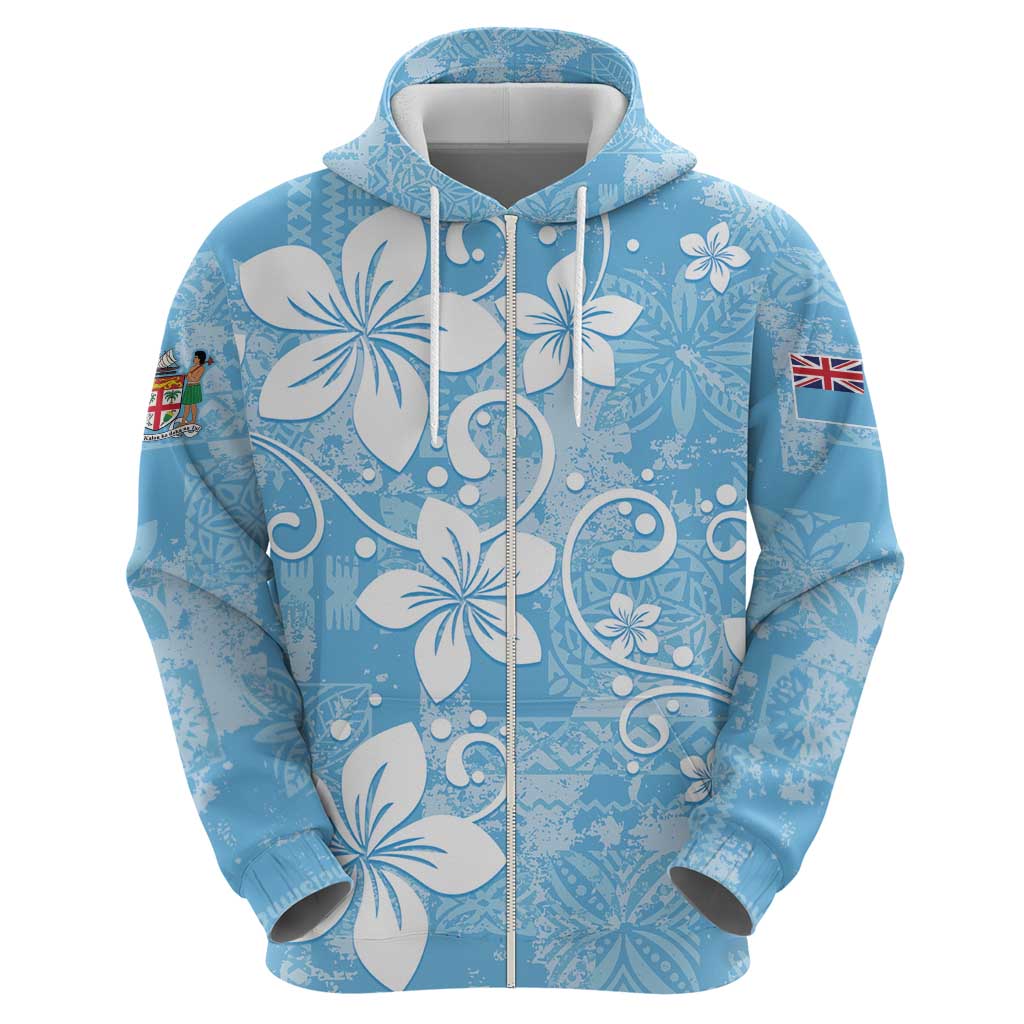Fiji Tapa Pattern Hoodie Plumeria Floral LT01 - Polynesian Pride