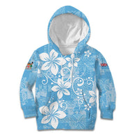 Fiji Tapa Pattern Kid Hoodie Plumeria Floral LT01 Hoodie Blue - Polynesian Pride