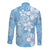 Fiji Tapa Pattern Long Sleeve Button Shirt Plumeria Floral