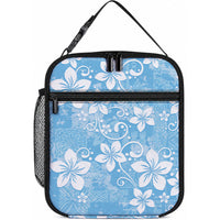 Fiji Tapa Pattern Lunch Bag Plumeria Floral LT01 10.2 × 8.3 × 4.3 inch Blue - Polynesian Pride