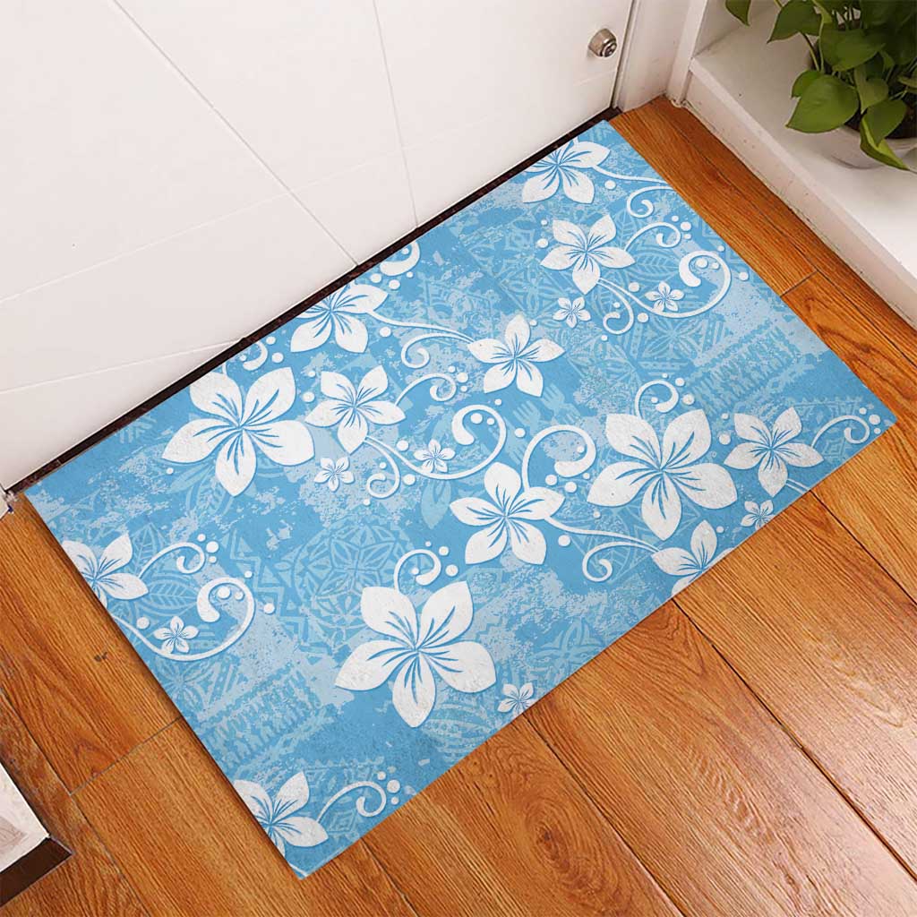 Fiji Tapa Pattern Rubber Doormat Plumeria Floral LT01 - Polynesian Pride