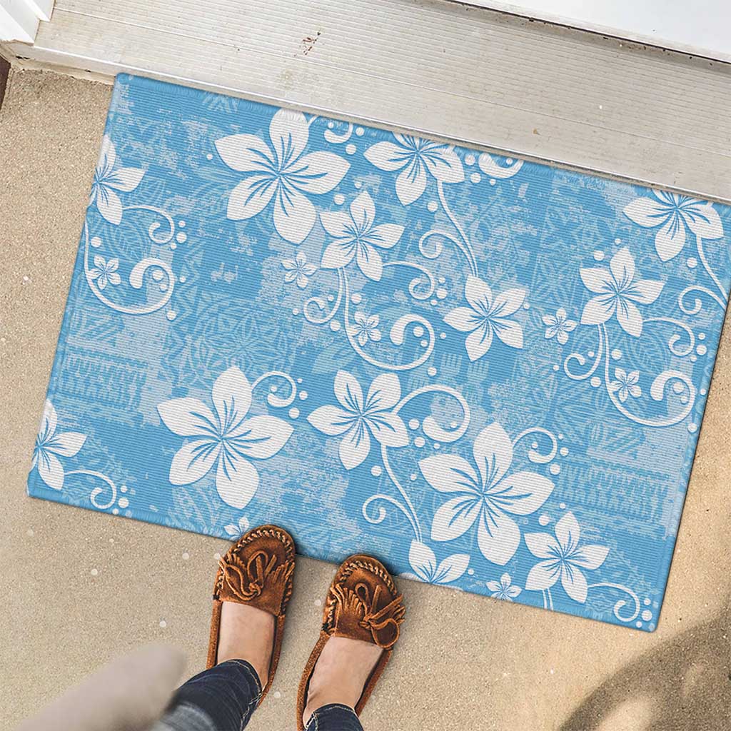 Fiji Tapa Pattern Rubber Doormat Plumeria Floral LT01 - Polynesian Pride