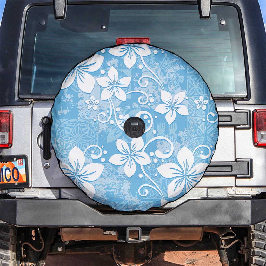 Fiji Tapa Pattern Spare Tire Cover Plumeria Floral