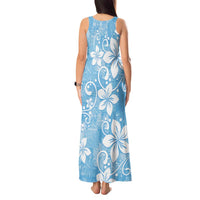 Fiji Tapa Pattern Tank Maxi Dress Plumeria Floral LT01 - Polynesian Pride