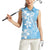 Fiji Tapa Pattern Women Sleeveless Polo Shirt Plumeria Floral