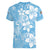 Fiji Tapa Pattern Women V-Neck T-Shirt Plumeria Floral