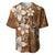 Plumeria Floral Tapa Pattern Vintage Gold Baseball Jersey