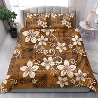Plumeria Floral Tapa Pattern Vintage Gold Bedding Set LT01 - Polynesian Pride