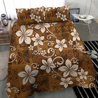 Plumeria Floral Tapa Pattern Vintage Gold Bedding Set LT01 - Polynesian Pride