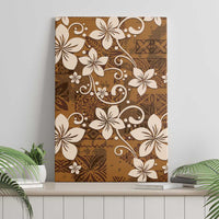 Plumeria Floral Tapa Pattern Vintage Gold Canvas Wall Art LT01 - Polynesian Pride