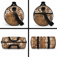 Plumeria Floral Tapa Pattern Vintage Gold Duffle Bag LT01 - Polynesian Pride