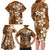 Plumeria Floral Tapa Pattern Vintage Gold Family Matching Long Sleeve Bodycon Dress and Hawaiian Shirt