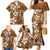 Plumeria Floral Tapa Pattern Vintage Gold Family Matching Mermaid Dress and Hawaiian Shirt