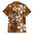 Plumeria Floral Tapa Pattern Vintage Gold Family Matching Off Shoulder Maxi Dress and Hawaiian Shirt