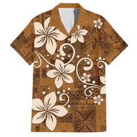 Plumeria Floral Tapa Pattern Vintage Gold Hawaiian Shirt LT01 Gold - Polynesian Pride