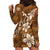 Plumeria Floral Tapa Pattern Vintage Gold Hoodie Dress