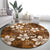 Plumeria Floral Tapa Pattern Vintage Gold Round Carpet