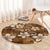 Plumeria Floral Tapa Pattern Vintage Gold Round Carpet