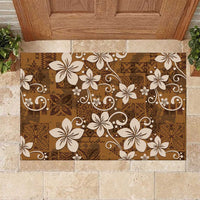 Plumeria Floral Tapa Pattern Vintage Gold Rubber Doormat LT01 Gold - Polynesian Pride
