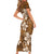 Plumeria Floral Tapa Pattern Vintage Gold Short Sleeve Bodycon Dress