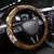 Plumeria Floral Tapa Pattern Vintage Gold Steering Wheel Cover