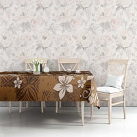 Plumeria Floral Tapa Pattern Vintage Gold Tablecloth LT01 - Polynesian Pride