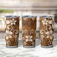 Plumeria Floral Tapa Pattern Vintage Gold Tumbler Cup LT01 - Polynesian Pride