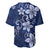 Plumeria Floral Tapa Pattern Navy Blue Baseball Jersey