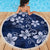 Plumeria Floral Tapa Pattern Navy Blue Beach Blanket