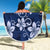 Plumeria Floral Tapa Pattern Navy Blue Beach Blanket