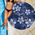 Plumeria Floral Tapa Pattern Navy Blue Beach Blanket