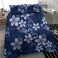 Plumeria Floral Tapa Pattern Navy Blue Bedding Set LT01 - Polynesian Pride