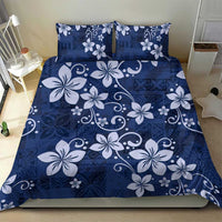 Plumeria Floral Tapa Pattern Navy Blue Bedding Set LT01 - Polynesian Pride