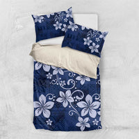 Plumeria Floral Tapa Pattern Navy Blue Bedding Set LT01 US Twin 172cm x 218cm Blue - Polynesian Pride