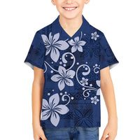 Plumeria Floral Tapa Pattern Navy Blue Hawaiian Shirt LT01 - Polynesian Pride